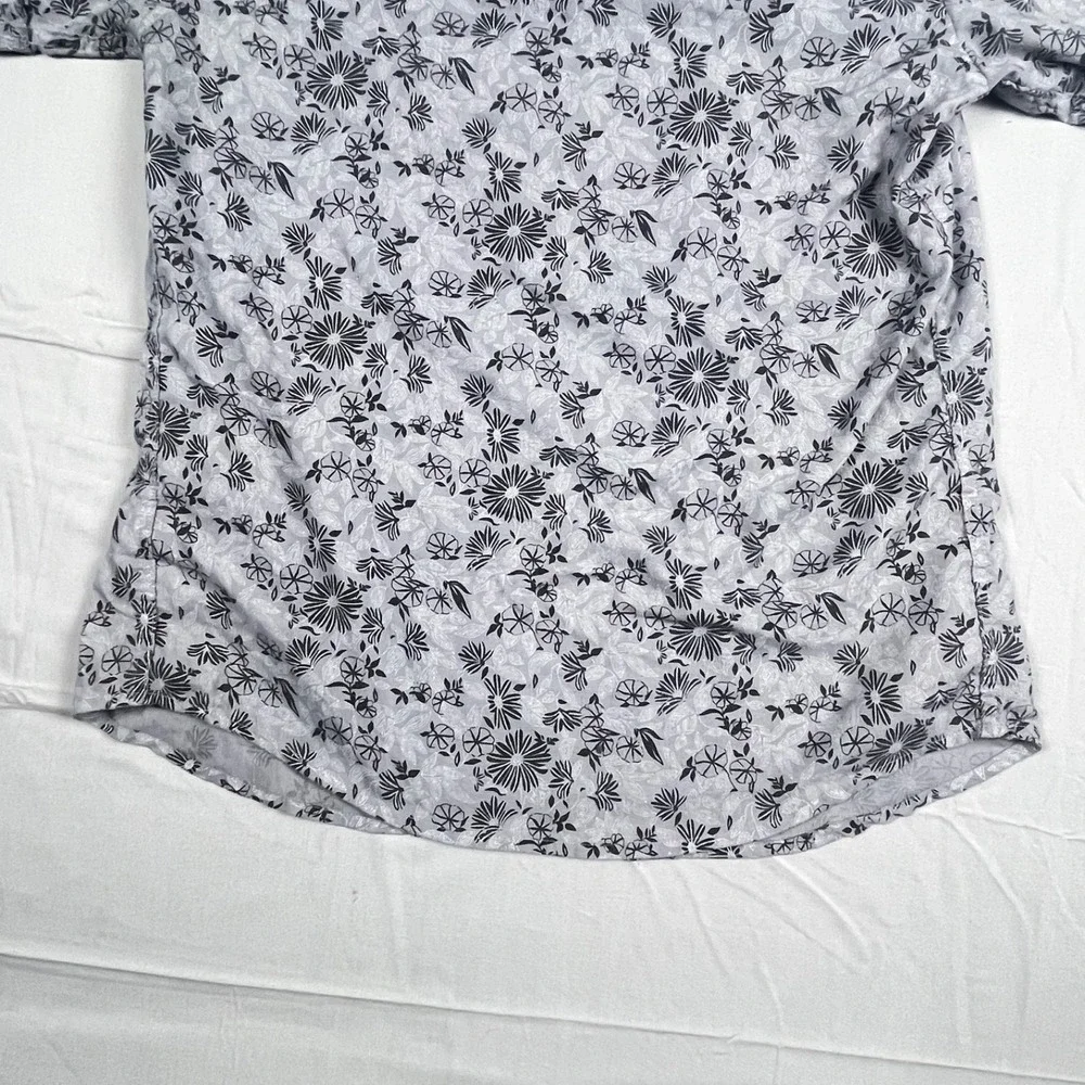Banana Republic Mens Small Gray Floral Short Sleeve Button-Up Shirt Cotton Blend
